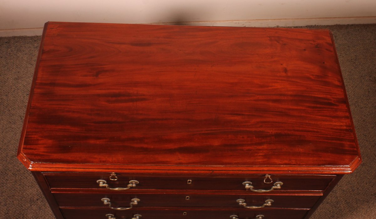 George III Period Mahogany Chest Of Drawers With A Brushing Slide Above  - 18th Century-photo-7
