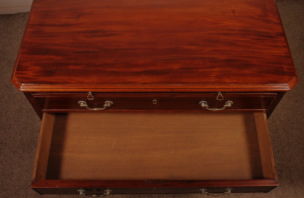 George III Period Mahogany Chest Of Drawers With A Brushing Slide Above  - 18th Century-photo-8