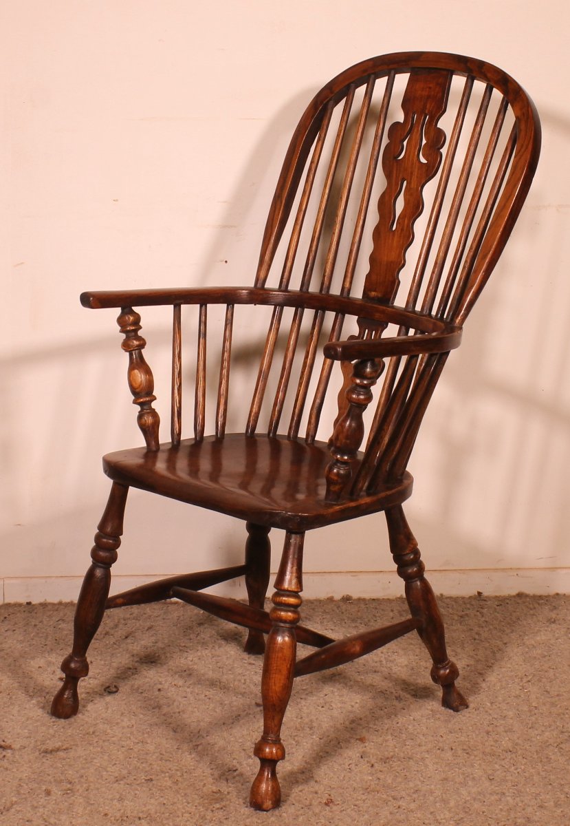 Windsor Armchair In Ash And Elm From The Early 19th Century-photo-7