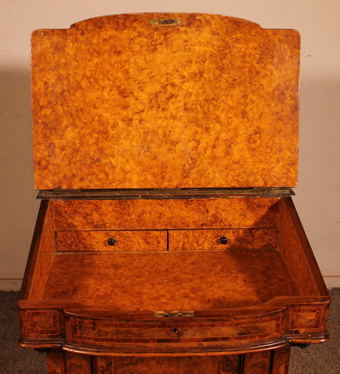 Davenport Desk In Burr Walnut And Inlays From The First Part Of The 19th Century-photo-2