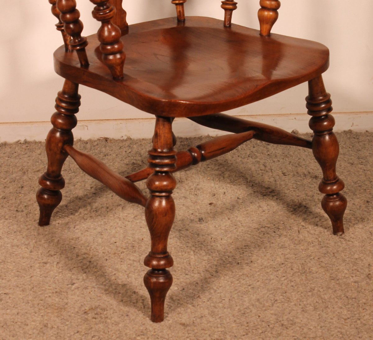 Fauteuil Windsor en chêne du 19° siècle-photo-2