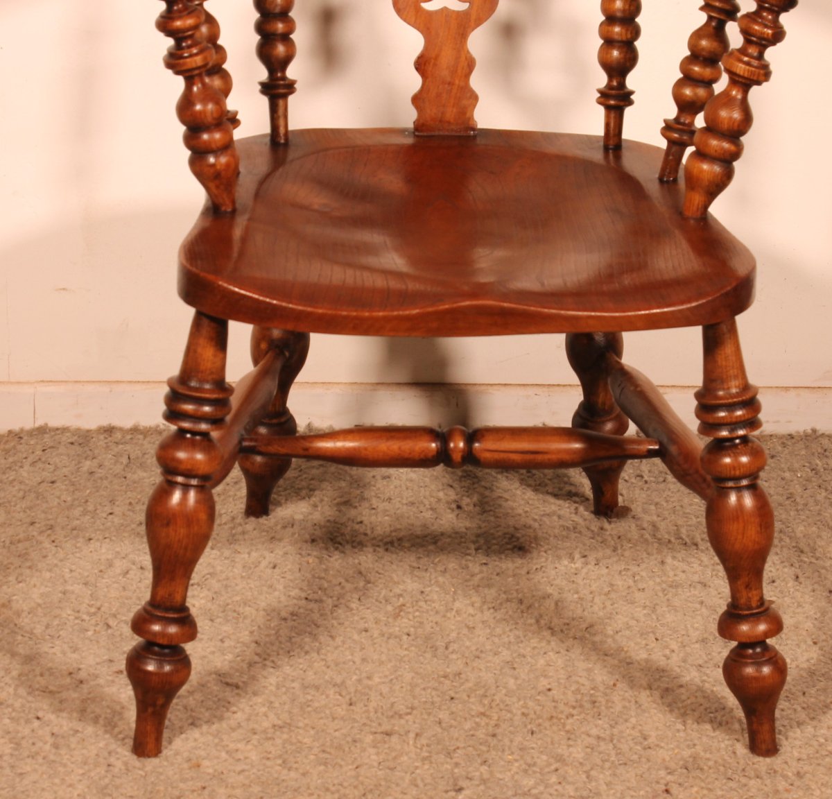 Fauteuil Windsor en chêne du 19° siècle-photo-1