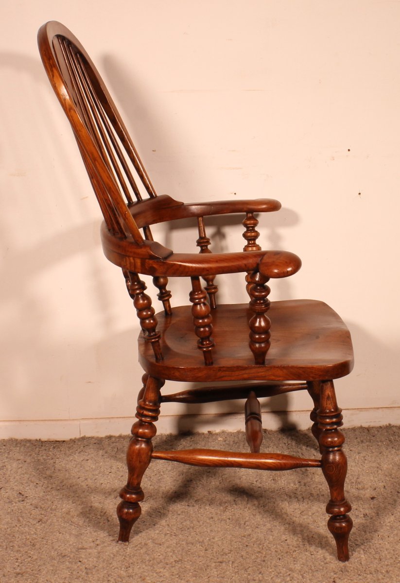 Fauteuil Windsor en chêne du 19° siècle-photo-3