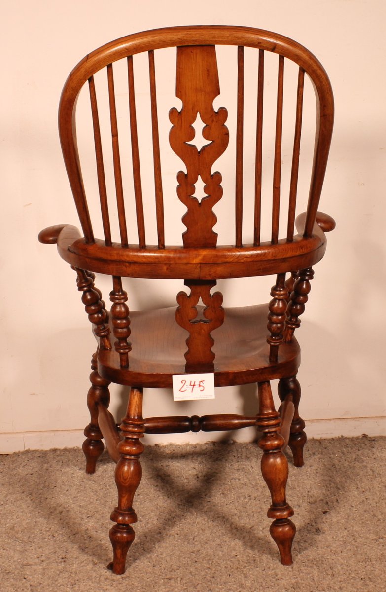 Fauteuil Windsor en chêne du 19° siècle-photo-4