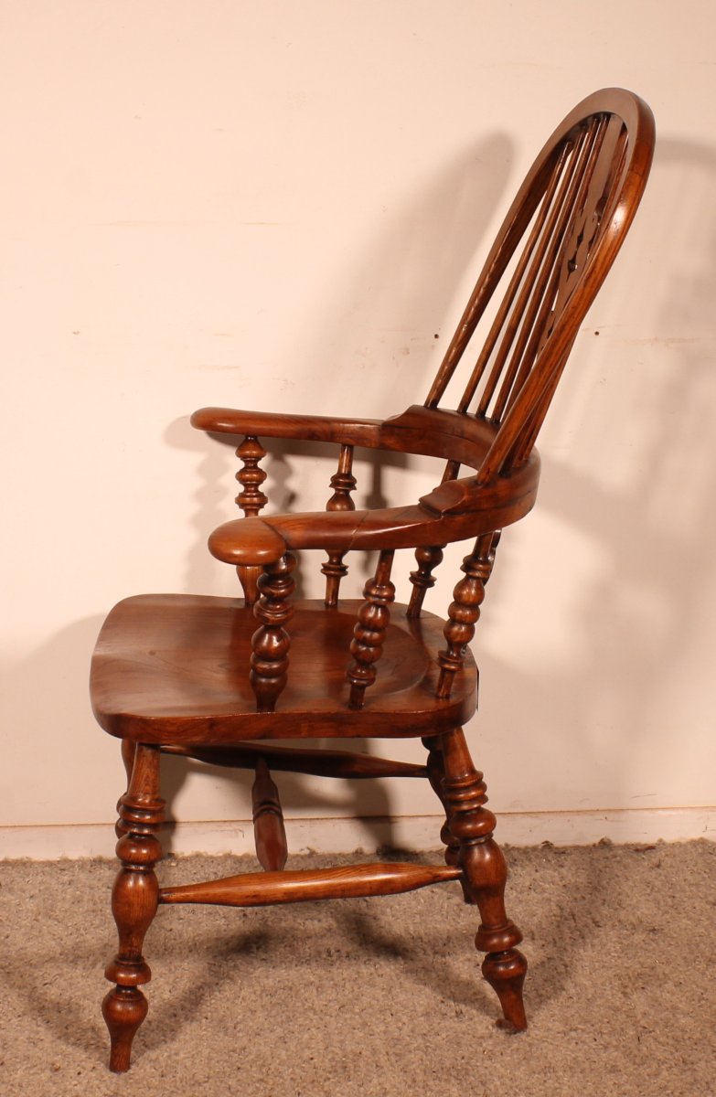 Fauteuil Windsor en chêne du 19° siècle-photo-5