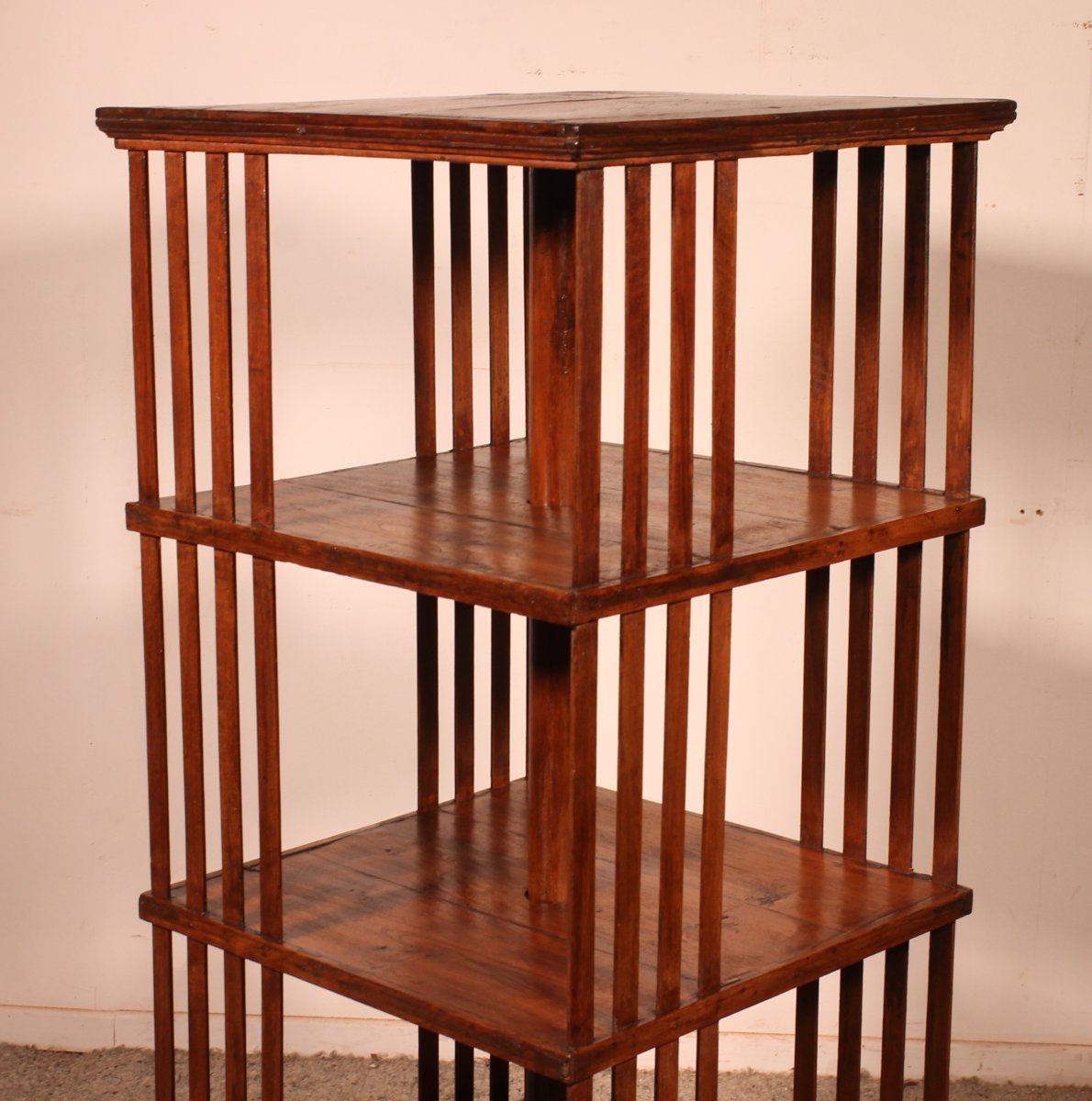 Important 19th Century Oak Revolving Bookcase-photo-3