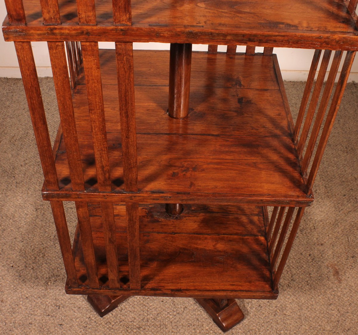 Important 19th Century Oak Revolving Bookcase-photo-4