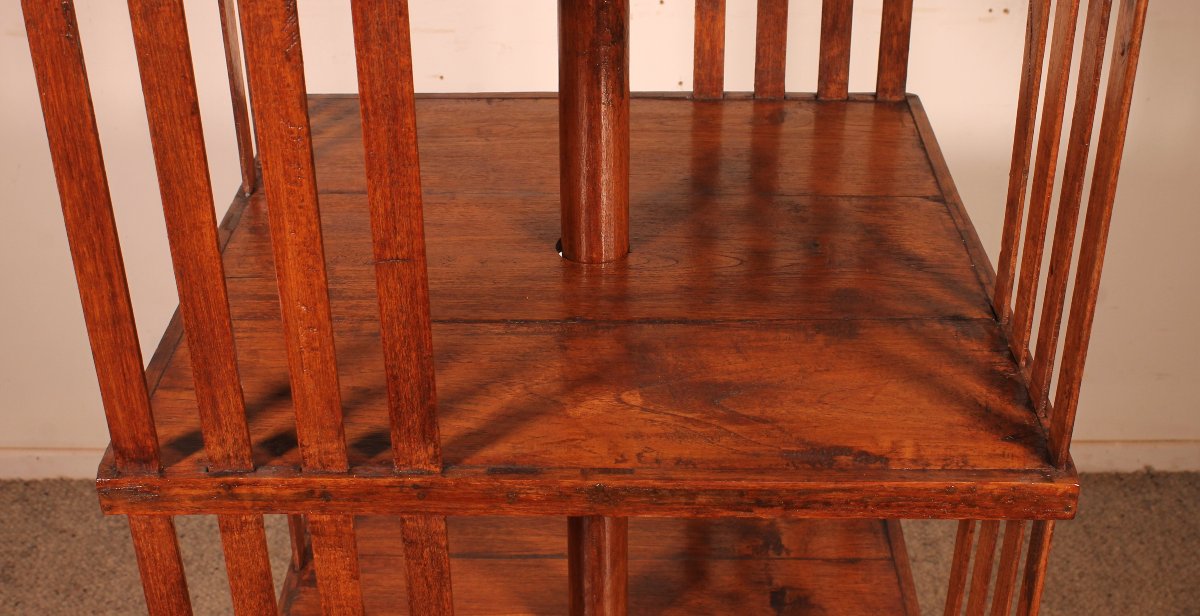Important 19th Century Oak Revolving Bookcase-photo-1