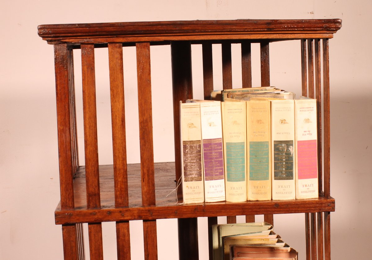Important 19th Century Oak Revolving Bookcase-photo-7