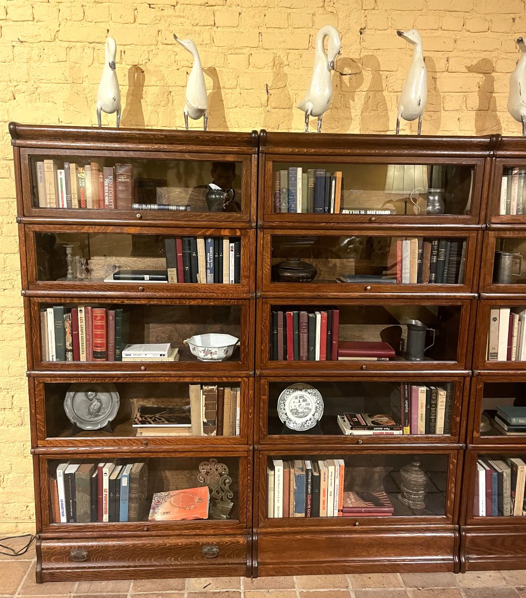 A Set Of Four Globe Wernicke Oak Bookcases- 19th Century-photo-2