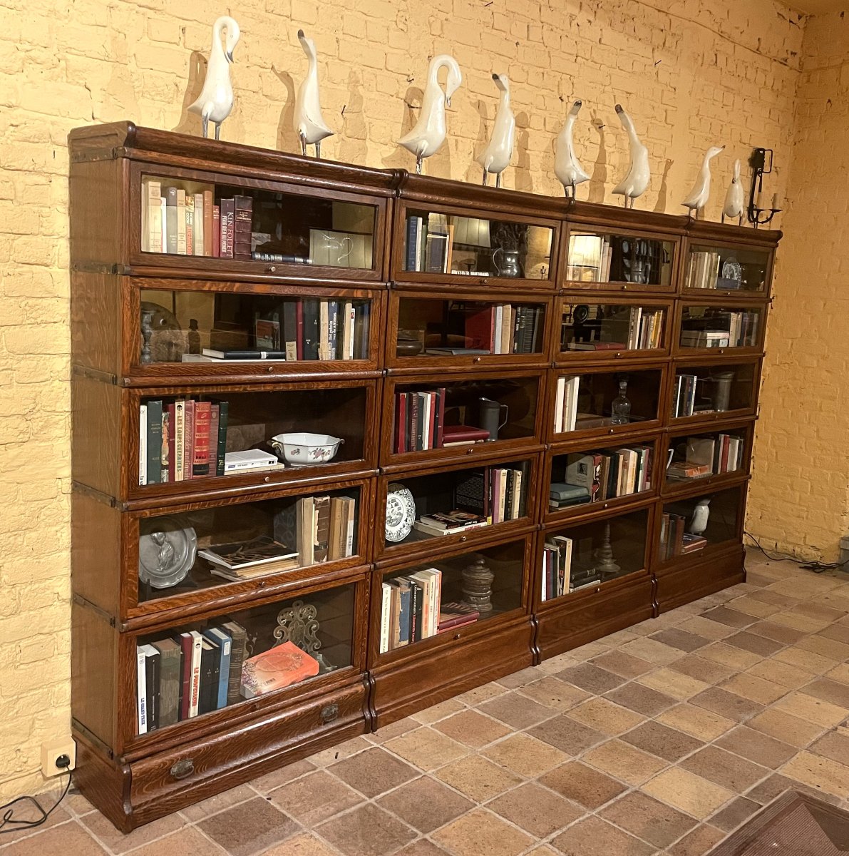 A Set Of Four Globe Wernicke Oak Bookcases- 19th Century-photo-4
