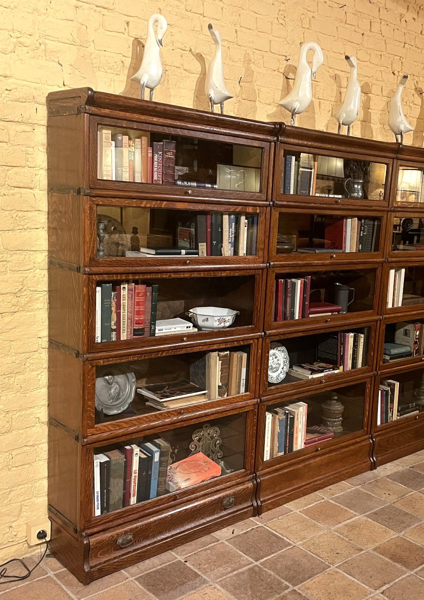 A Set Of Four Globe Wernicke Oak Bookcases- 19th Century-photo-1