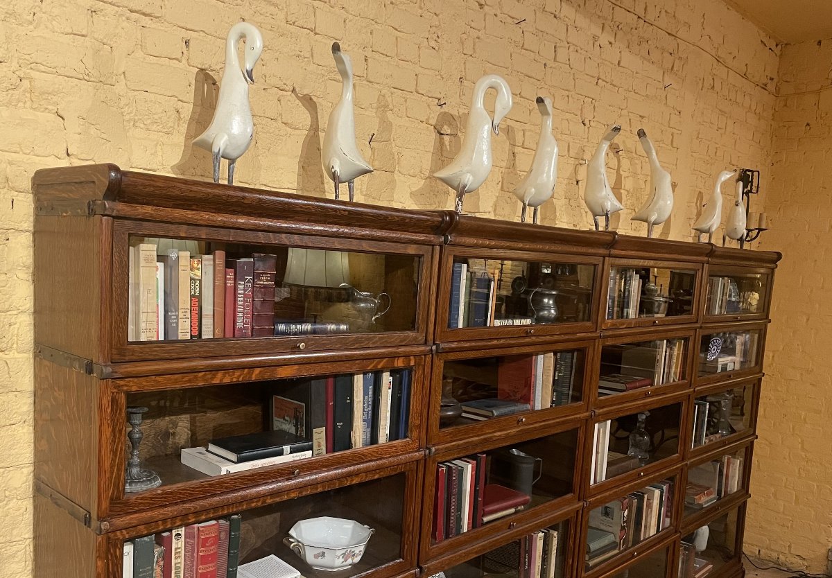 A Set Of Four Globe Wernicke Oak Bookcases- 19th Century-photo-5