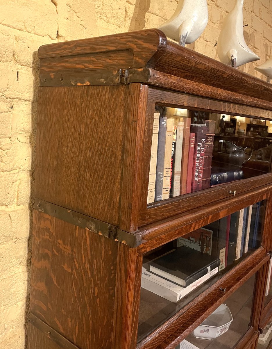 A Set Of Four Globe Wernicke Oak Bookcases- 19th Century-photo-6