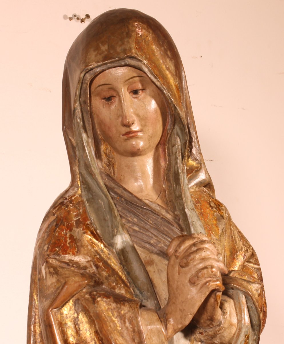 Saint John The Evangelist And The Virgin  From A Crucifixion Group, Spain, Circa 1500-photo-2