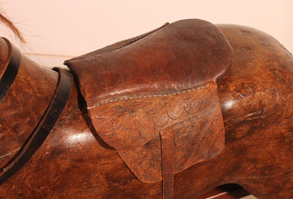 cheval à bascule en bois polychrome - 19° siècle-photo-1