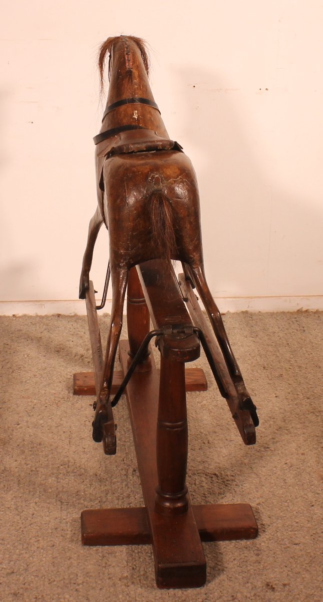 cheval à bascule en bois polychrome - 19° siècle-photo-4