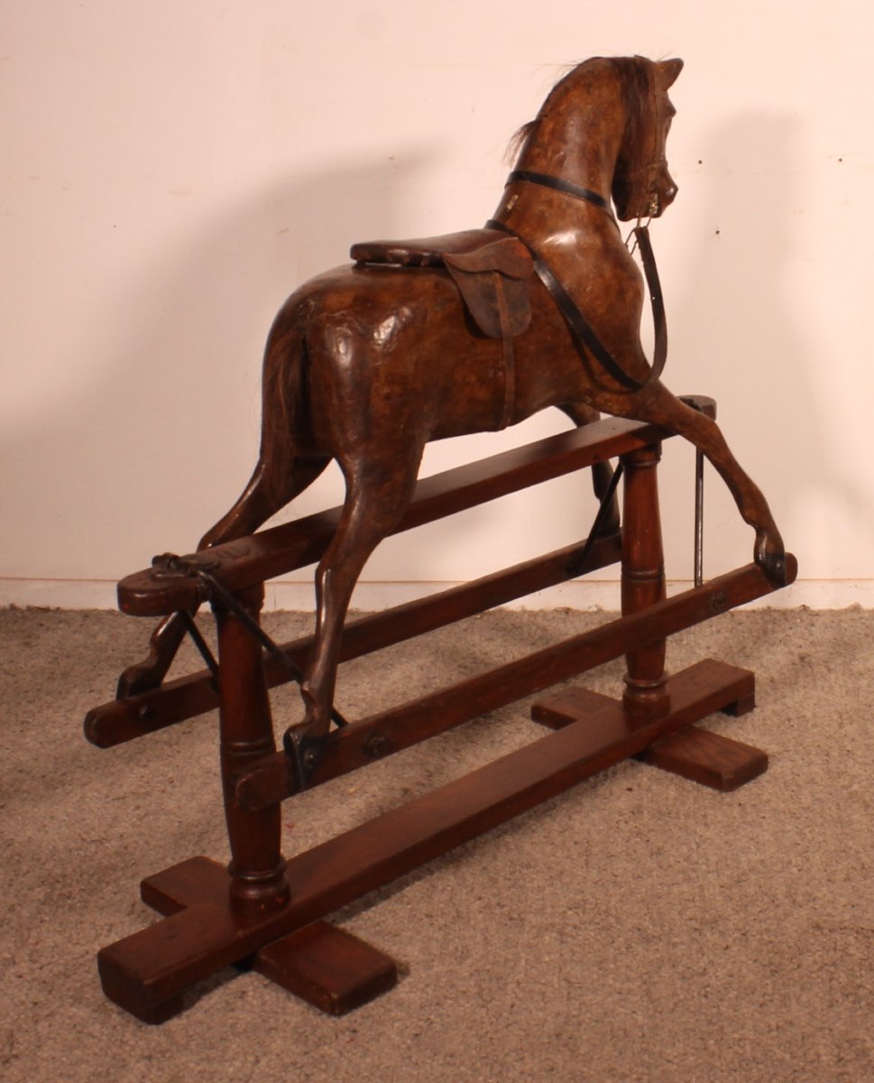 cheval à bascule en bois polychrome - 19° siècle-photo-5