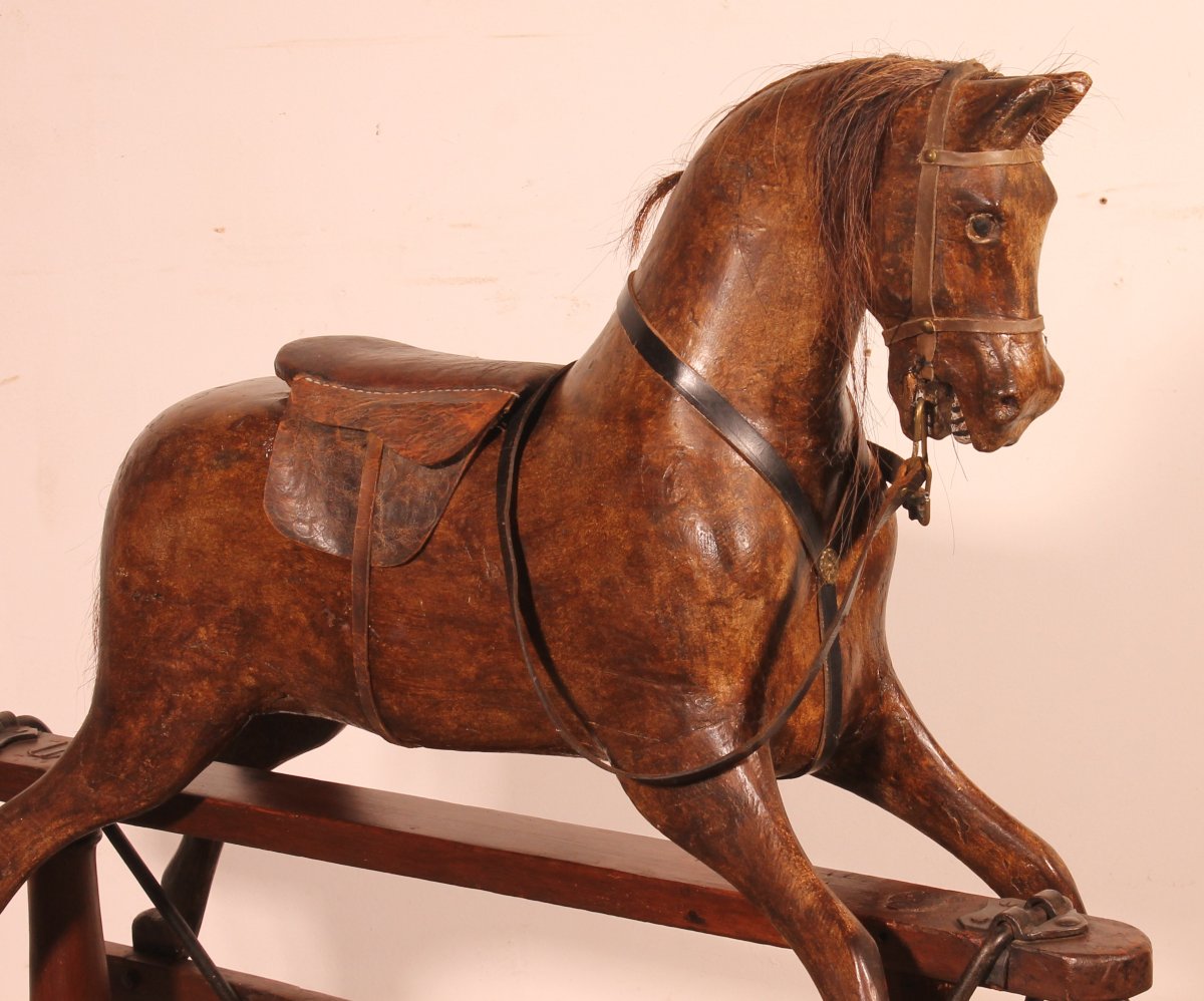 cheval à bascule en bois polychrome - 19° siècle-photo-7