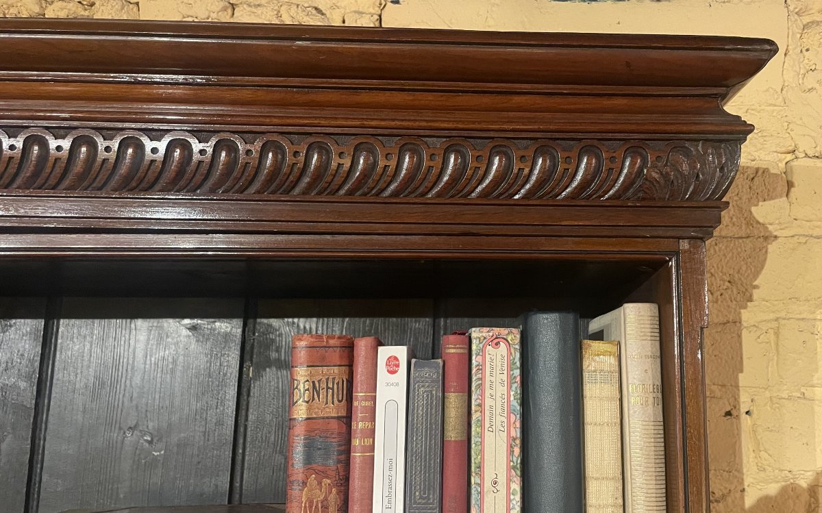 Large Open Bookcase In Mahogany - 19th Century-photo-2
