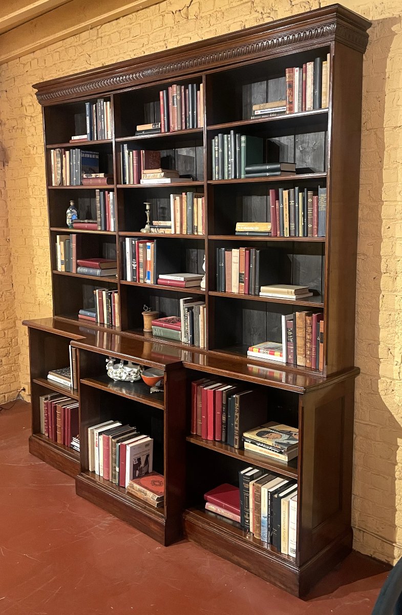 Large Open Bookcase In Mahogany - 19th Century-photo-6
