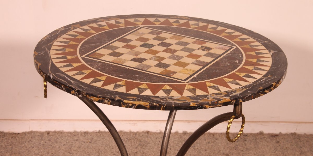 Pedestal Table With A Pietra Dura Top And Game Board - 18th Century-photo-4
