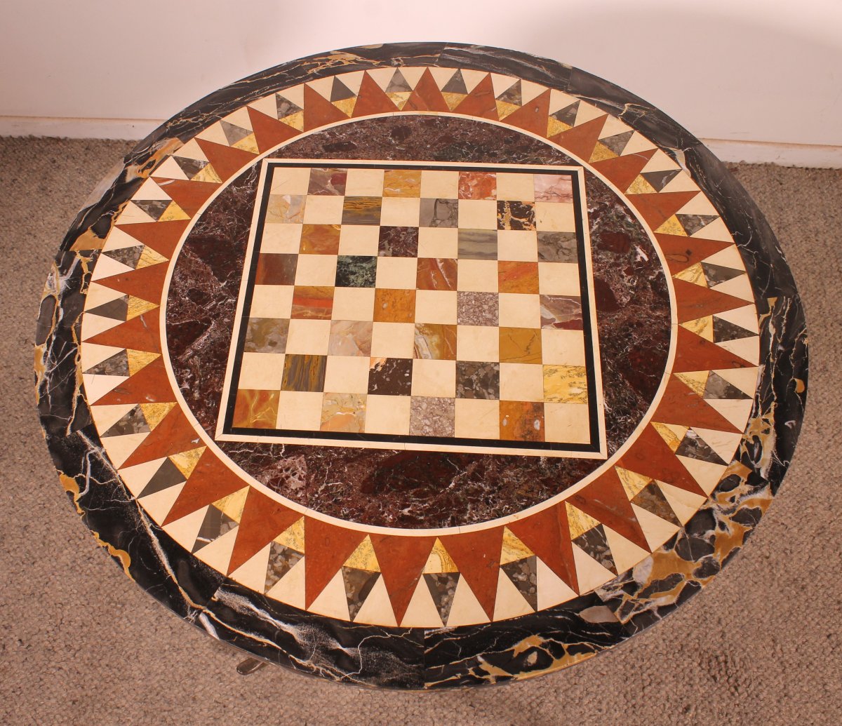 Pedestal Table With A Pietra Dura Top And Game Board - 18th Century-photo-1