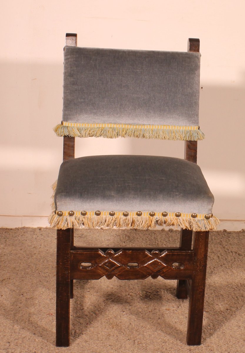 Set Of 12 Spanish Beechwood Chairs-photo-3