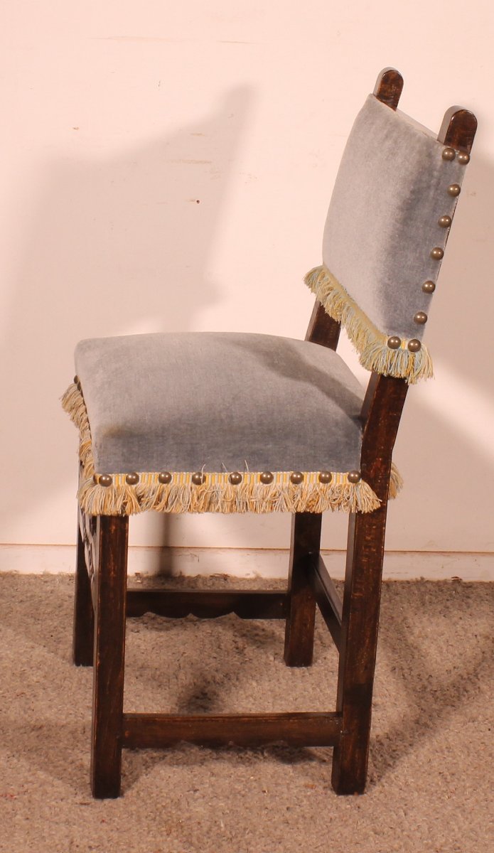 Set Of 12 Spanish Beechwood Chairs-photo-4