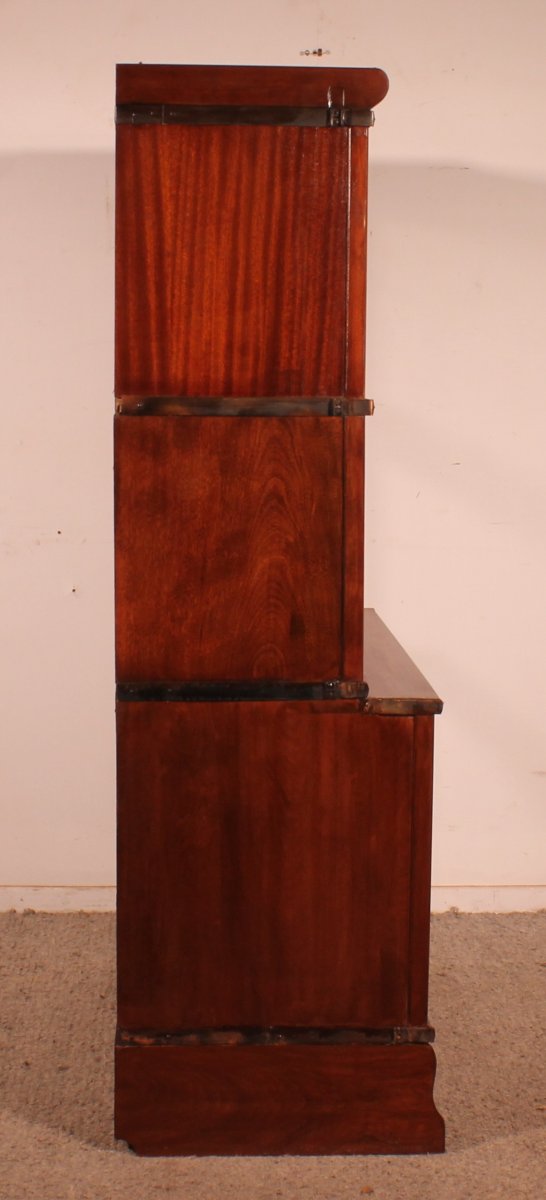 Globe Wernicke Mahogany Bookcase With 3 Large Elements And A Drawer-photo-4