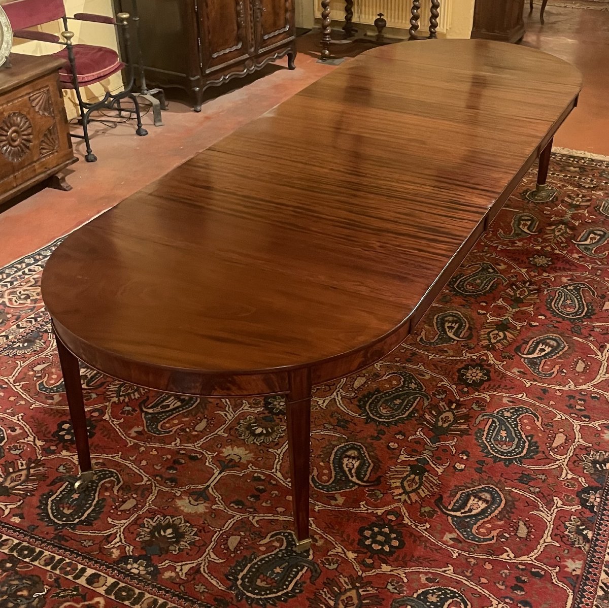 Louis XVI Dining Table In Mahogany From The Directoire Period, 3.30m-photo-3