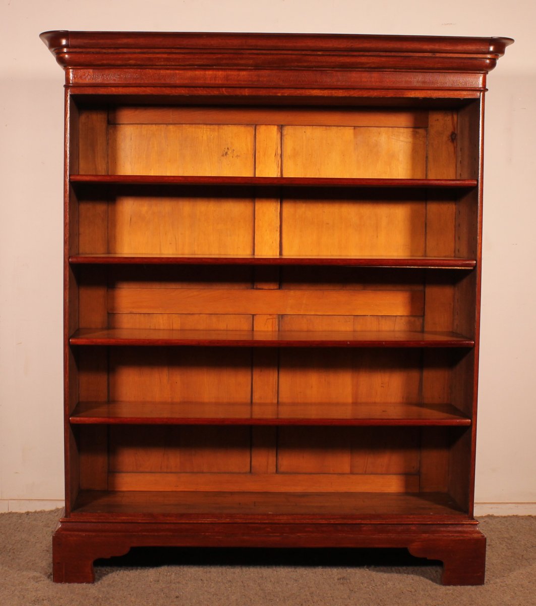 grande bibliothèque ouverte en chêne -19° siècle-photo-2
