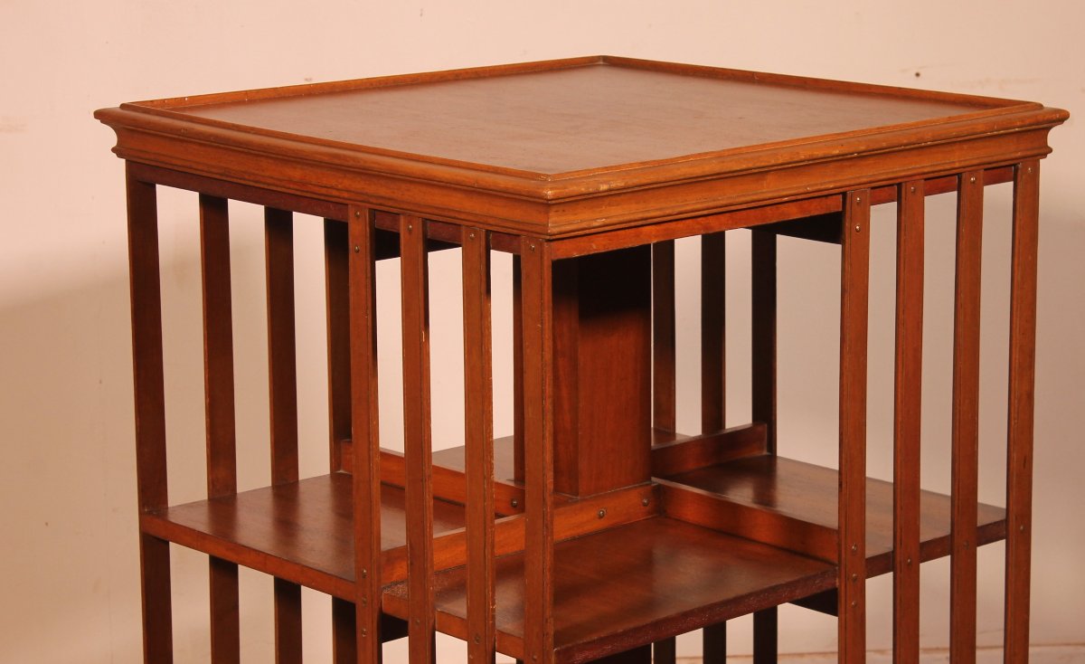 Bibliothèque Tournante en acajou blond-photo-2