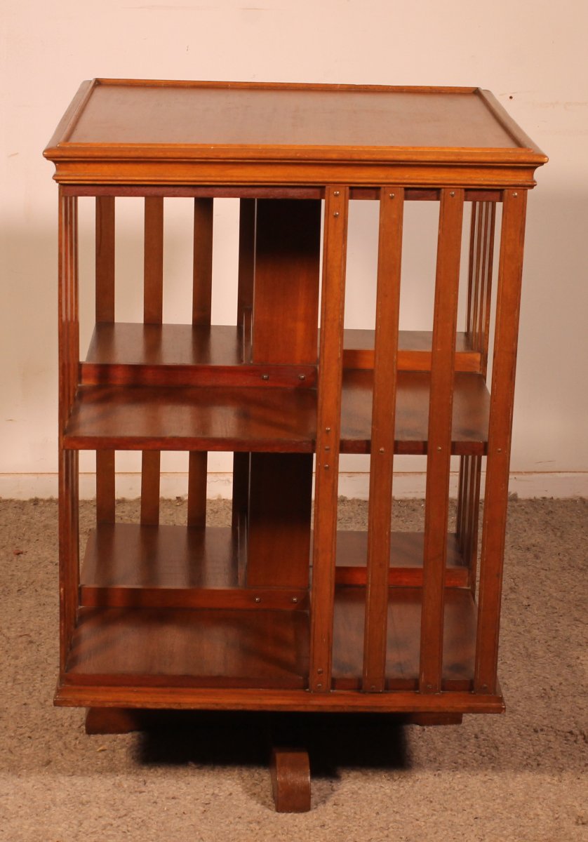 Bibliothèque Tournante en acajou blond-photo-2