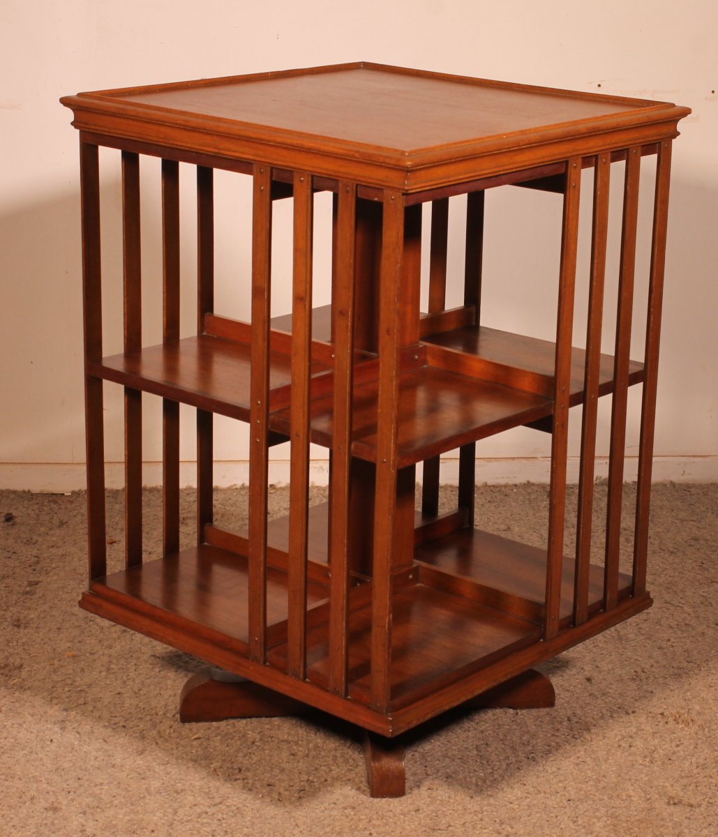 Bibliothèque Tournante en acajou blond-photo-3