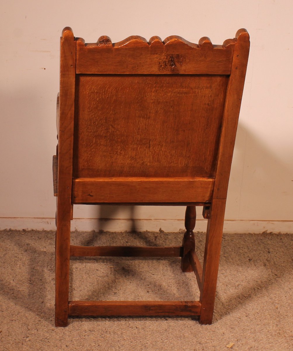 fauteuil haute époque en chêne - 17° siècle-photo-4