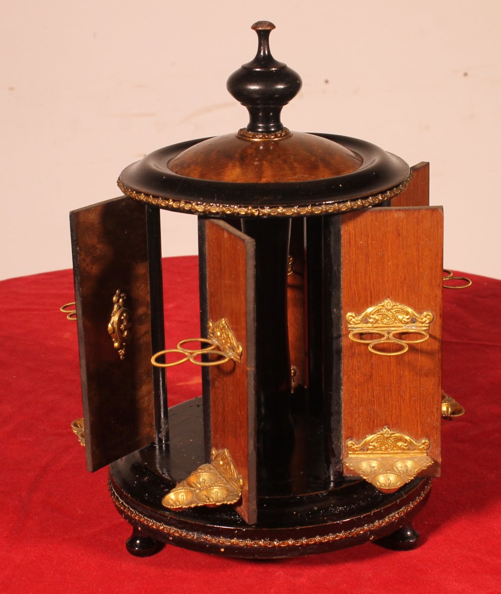 Cave à Cigares Napoléon III En Bois Noirci Et Laiton-photo-2