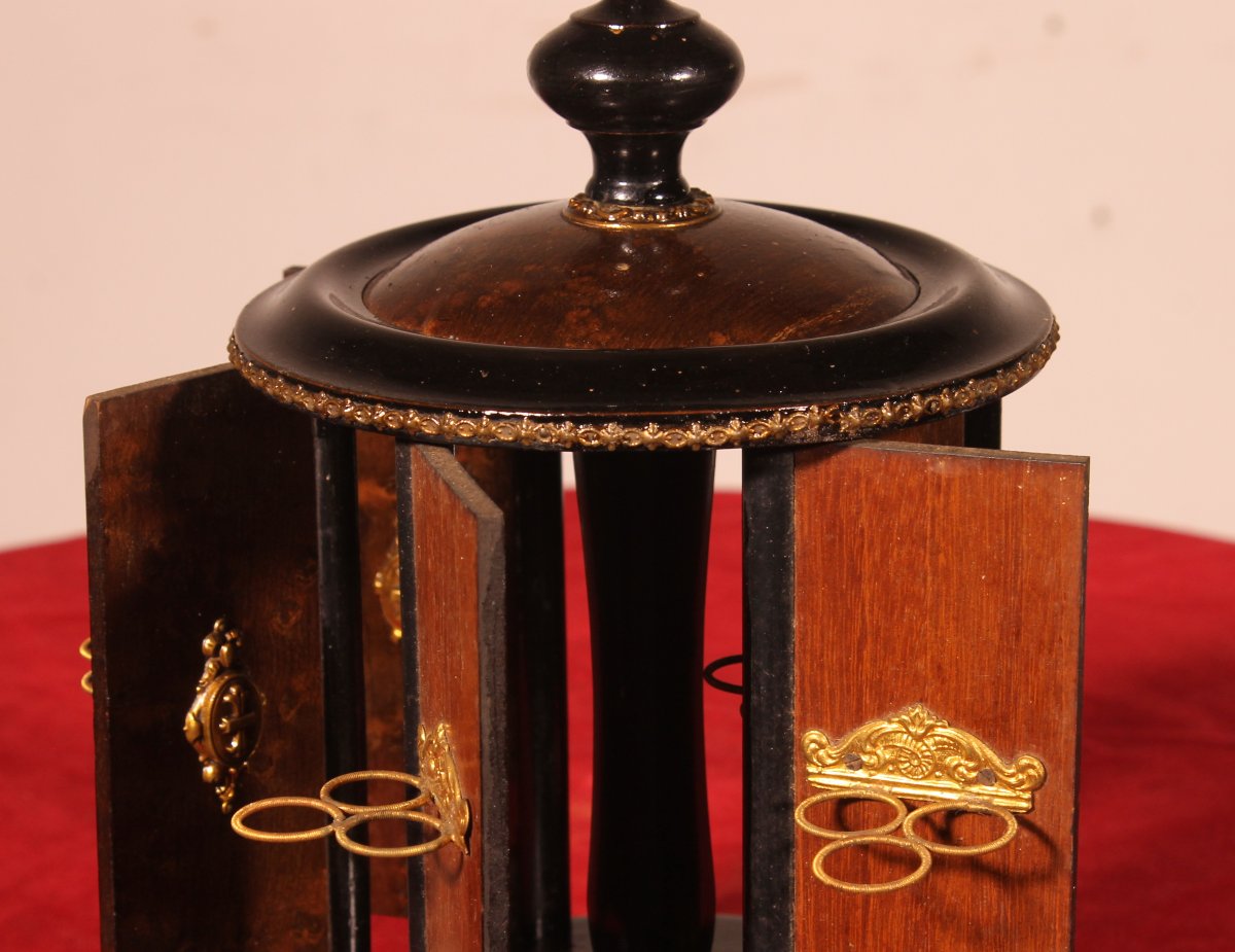 Cave à Cigares Napoléon III En Bois Noirci Et Laiton-photo-5