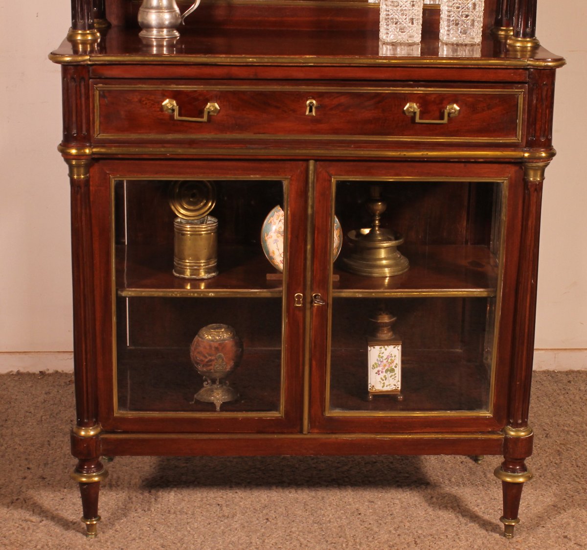 vitrine/bar d'époque Louis XVI en acajou-photo-2