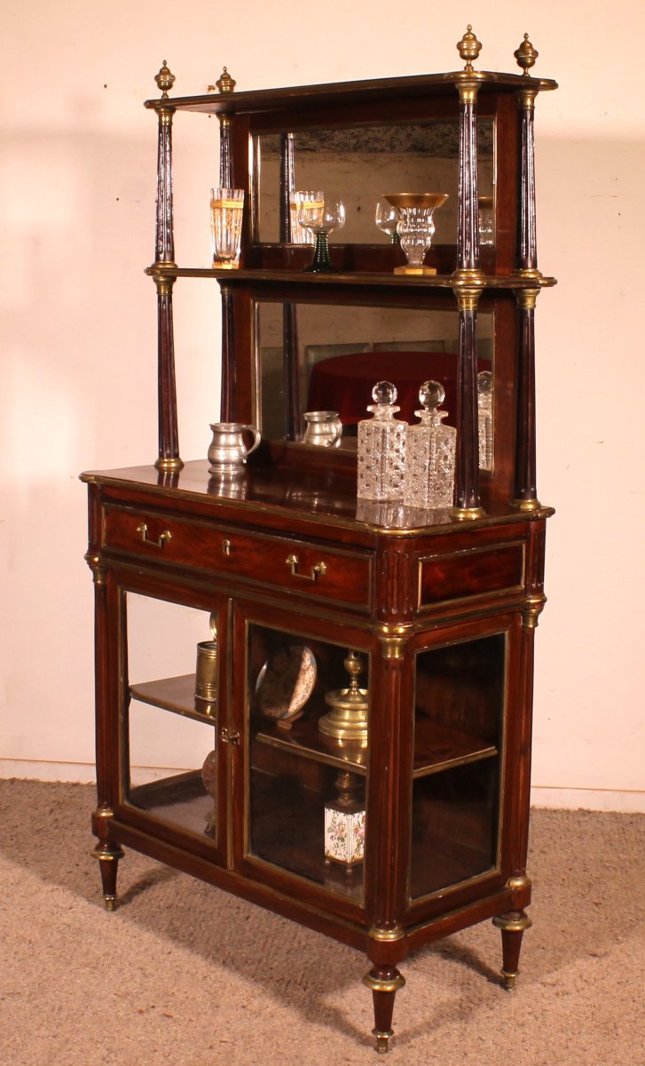 vitrine/bar d'époque Louis XVI en acajou-photo-2