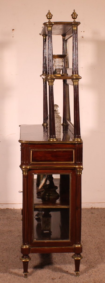 vitrine/bar d'époque Louis XVI en acajou-photo-4