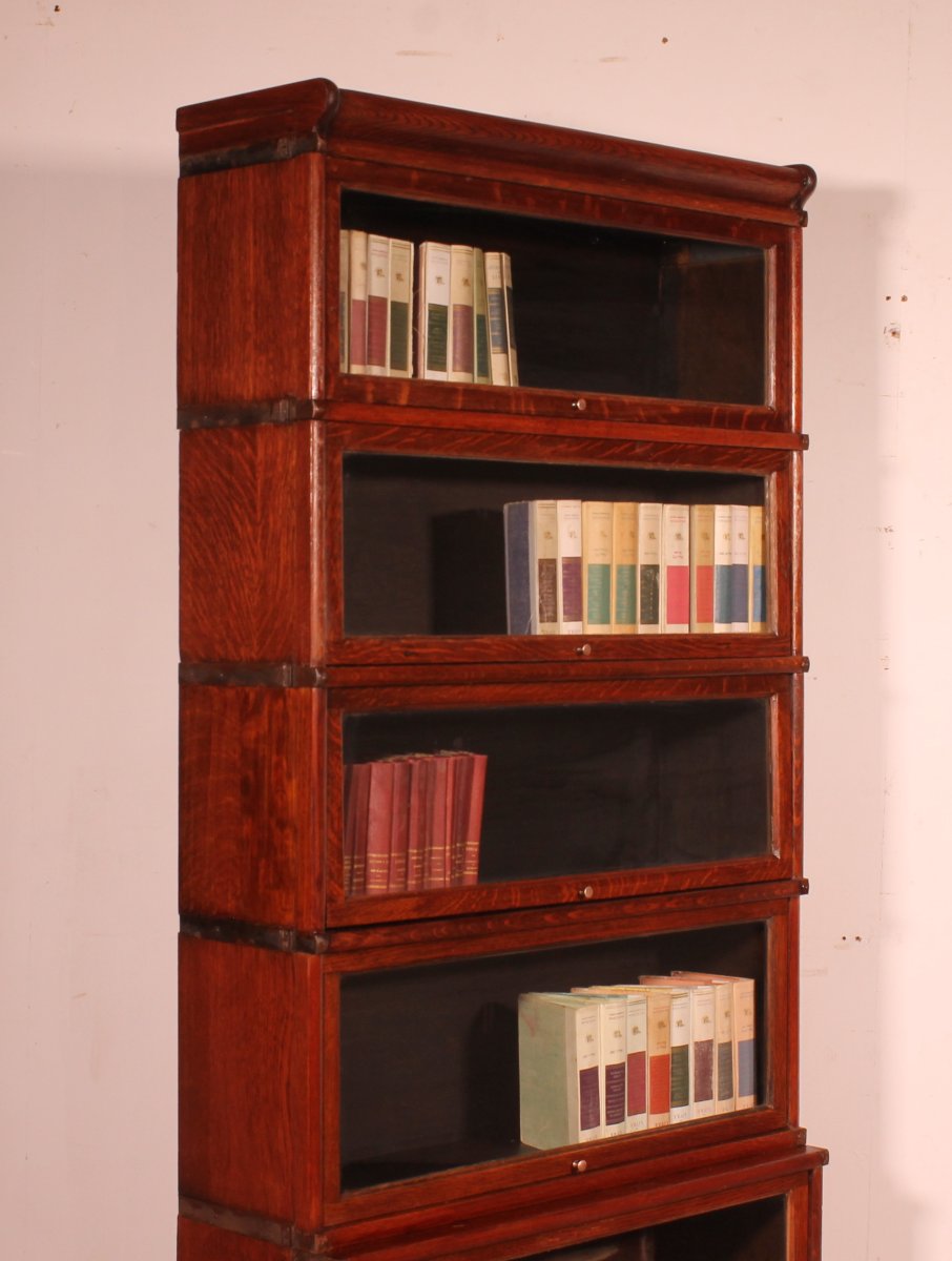 Globe Wernicke Bookcase In Oak, 5 Elements With A Projection-photo-4