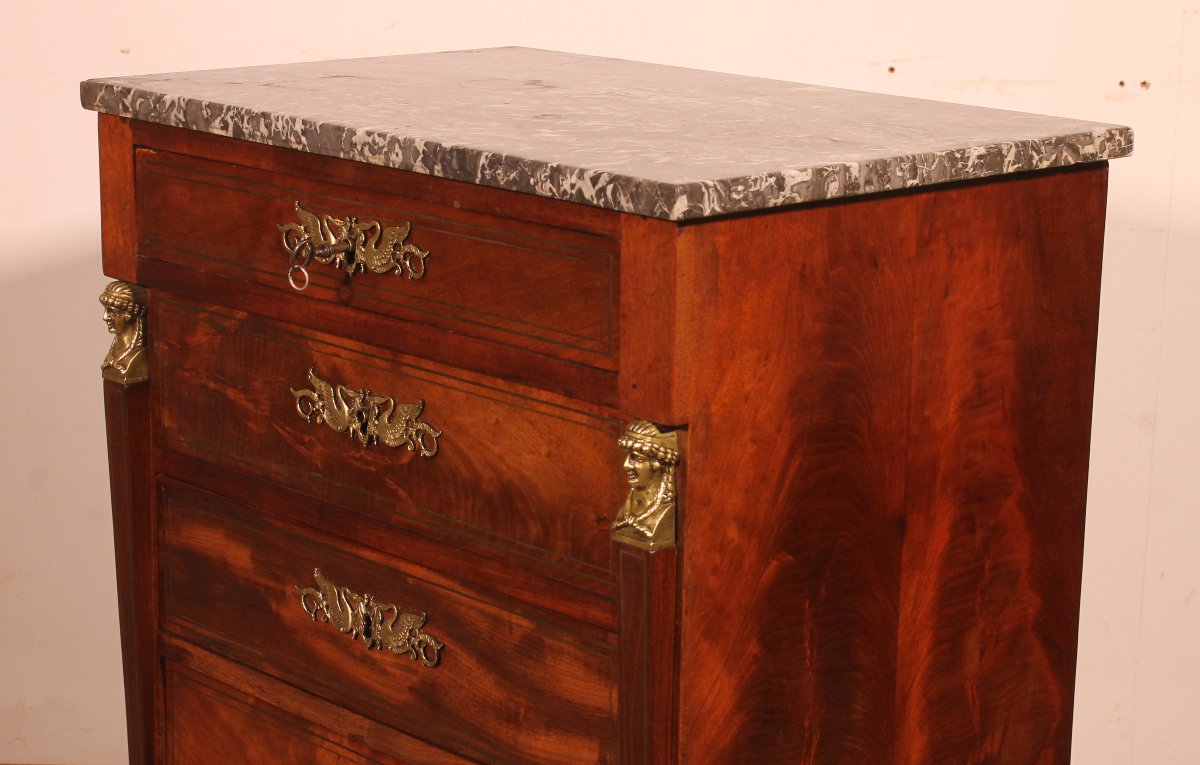 Small Mahogany Empire Style Commode-photo-2