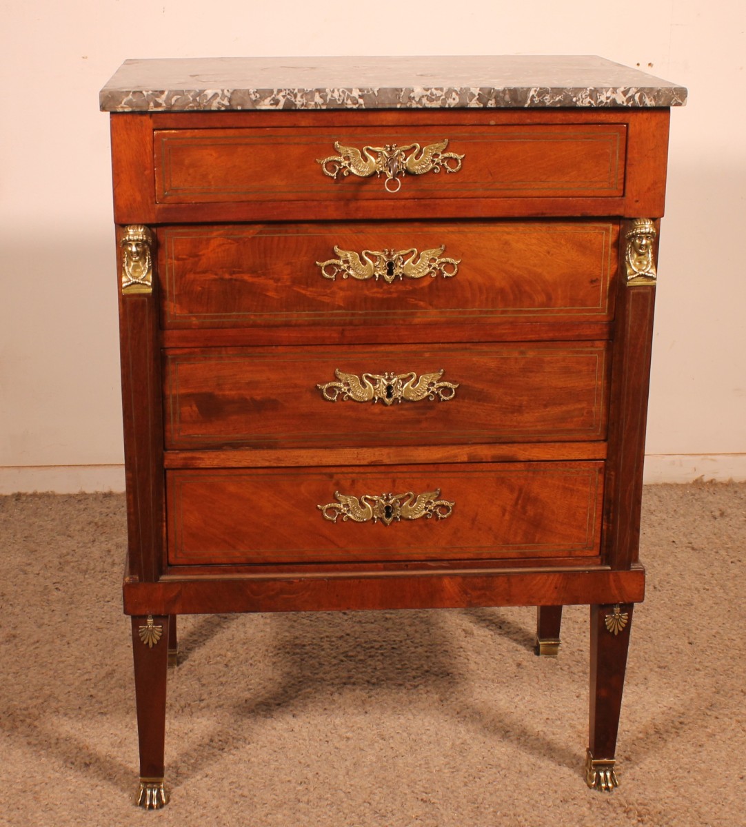 Small Mahogany Empire Style Commode