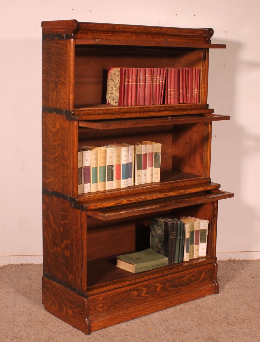 Globe Wernicke London Known As Waterfall Bookcase In Oak - 3 Elements-photo-2