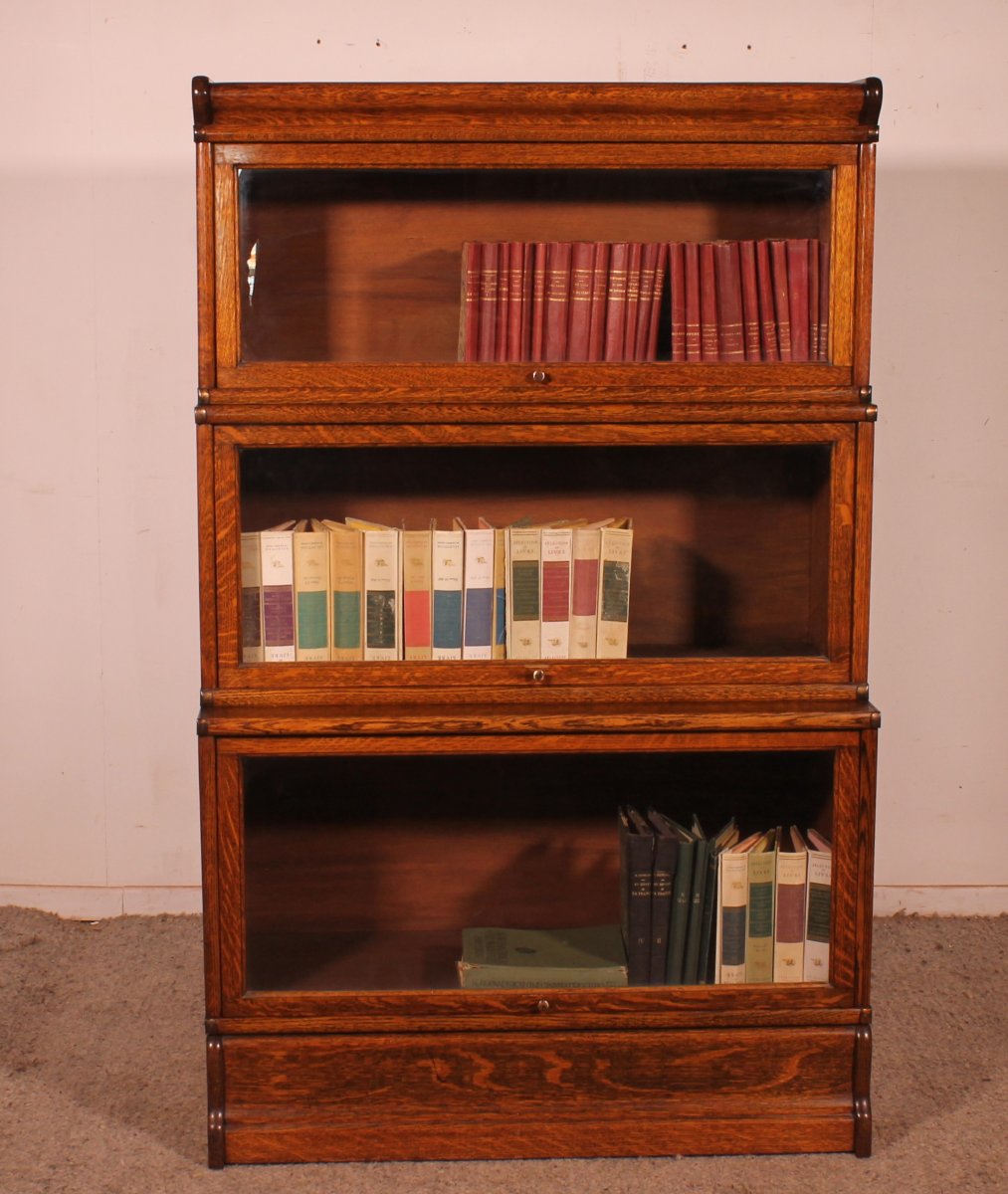 Globe Wernicke London Known As Waterfall Bookcase In Oak - 3 Elements-photo-3