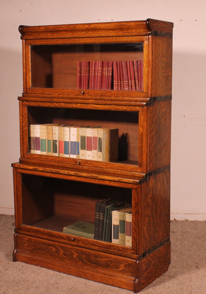 Globe Wernicke London Known As Waterfall Bookcase In Oak - 3 Elements-photo-5