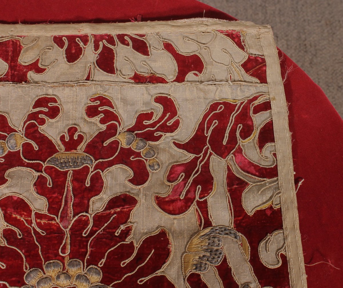 Tissu En Velours Et Soie Brodé  -Italie-époque renaissance-photo-3