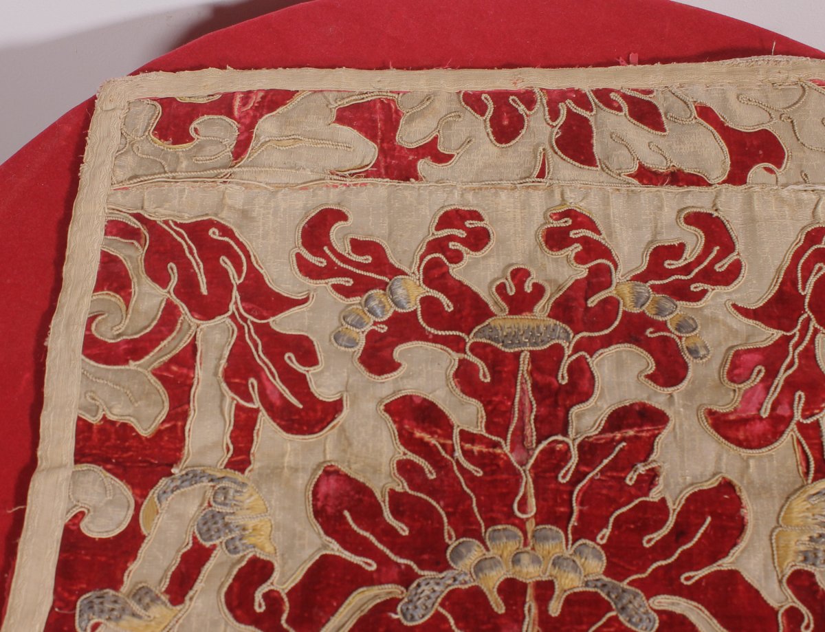 Tissu En Velours Et Soie Brodé  -Italie-époque renaissance-photo-3