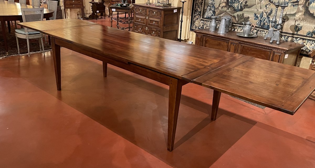 19th Century Cherry Wood Extendable Table 3.70m X 97cm-photo-2